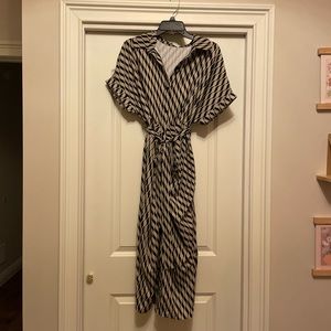 Tan and Black ruched dress